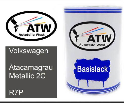 Volkswagen, Atacamagrau Metallic 2C, R7P: 500ml Lackdose, von ATW Autoteile West.